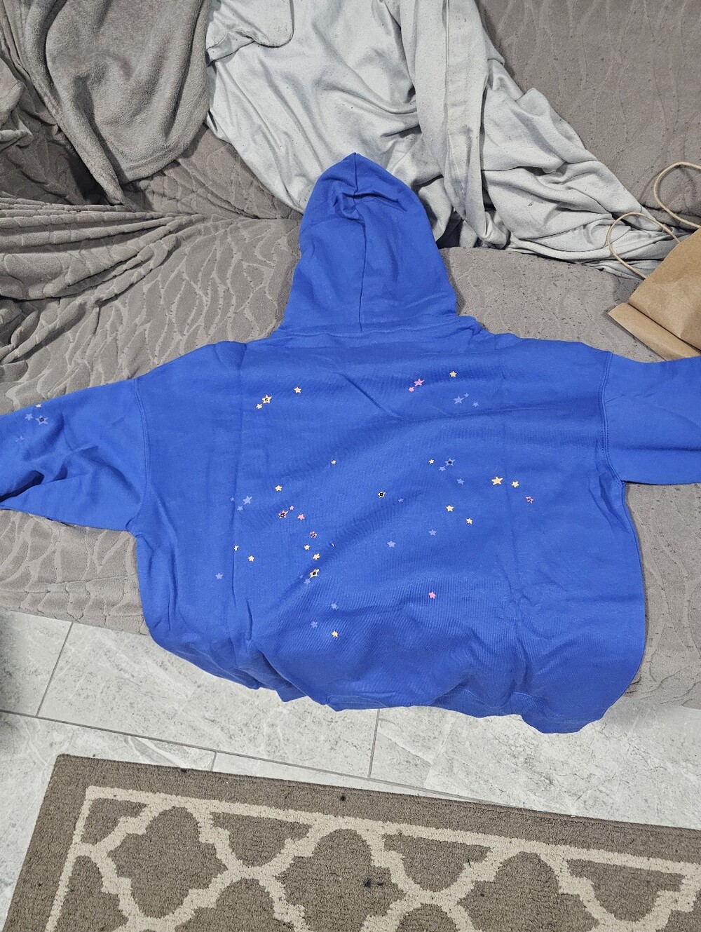 Blue Sp5der-Style Web Hoodie Size M - Picture 2 of 5